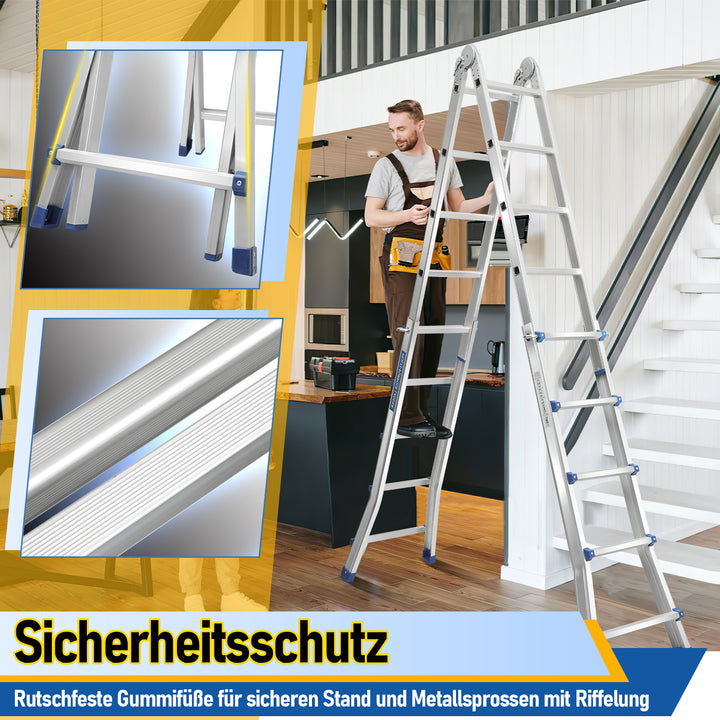 Sonnewelt Teleskopleiter Multifunktionsleiter 3 in 1 Aluleiter