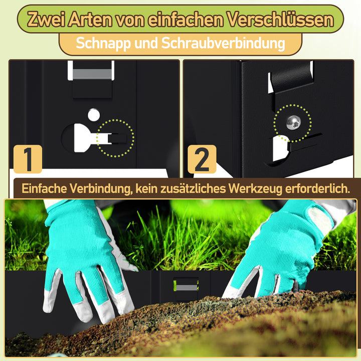 Sonnewelt Rasenkante Metall Beetumrandung mit Dornen 15cm/18cm Schwarz