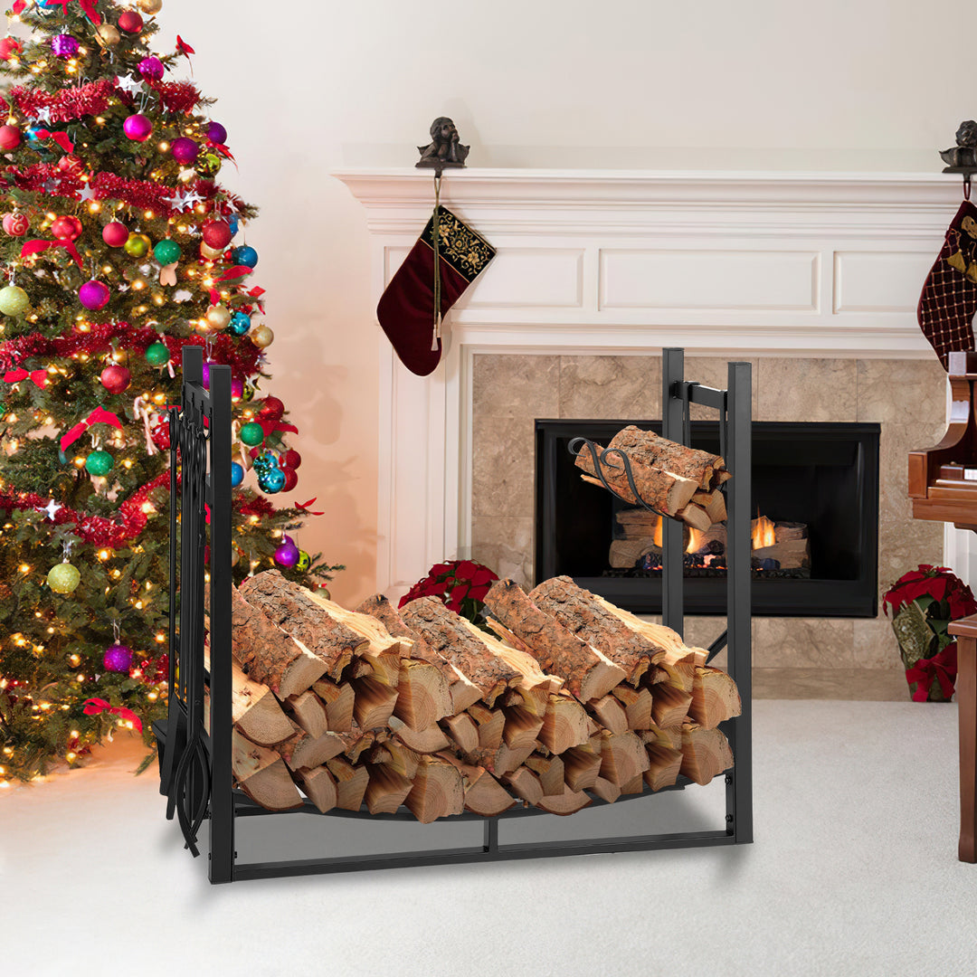 Sonnewelt Kaminofenregal mit 4 Kaminwerkzeug