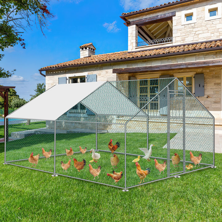 Sonnewelt chicken coop metal free-range enclosure with roof tarpaulin 3*3*2m