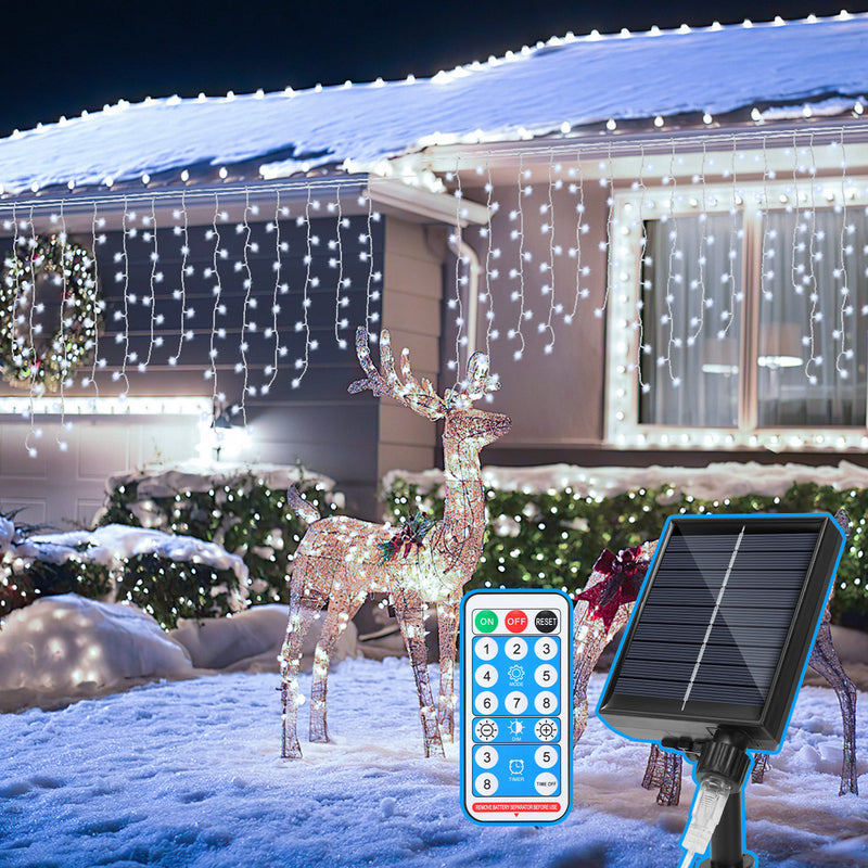 Sonnewelt Solar Eisregen Lichterkette mit Fernbedienung 5m-15m