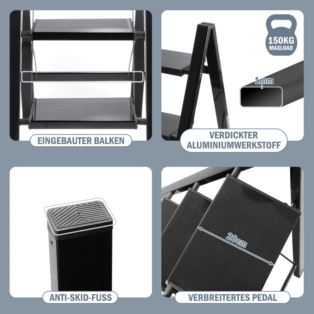Sonnewelt Ladder Foldable Lightweight Aluminum 2/3/4 Steps
