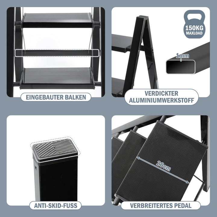 Sonnewelt Ladder Foldable Lightweight Aluminum 2/3/4 Steps
