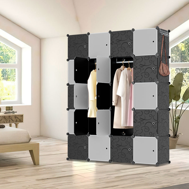 Sonnewelt Multifunktionaler Kleiderschrank mit Haken und Kleiderbügel