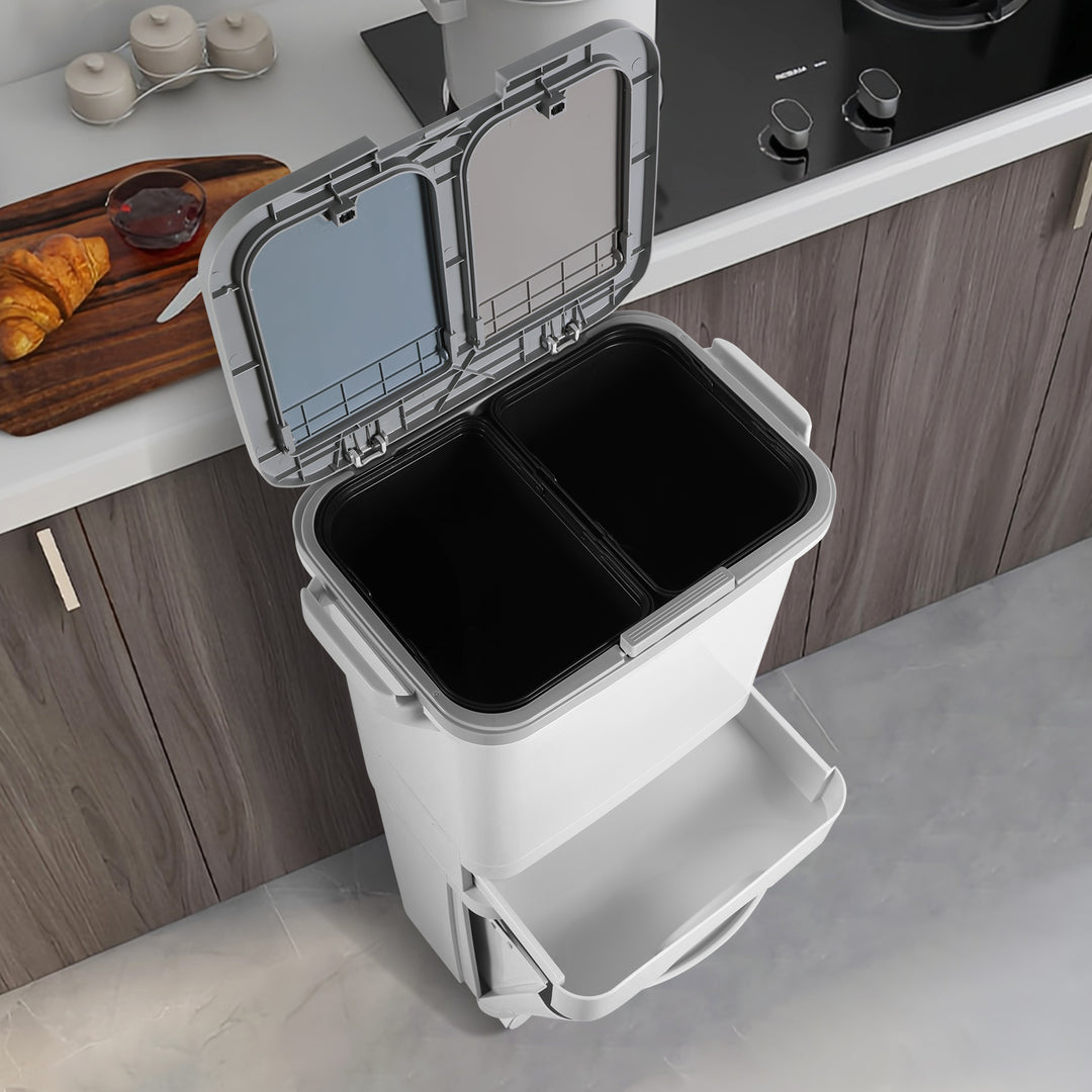 Sonnewelt Mülleimer Küche 42L Mülltrennsystem 3 Fächer