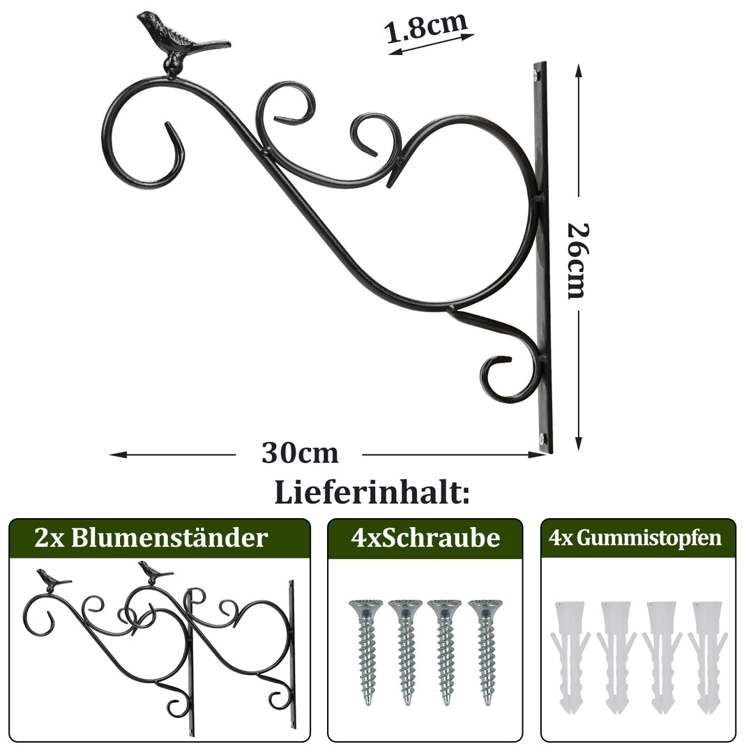 Sonnewelt 2x Blumenampel Wandhalterung