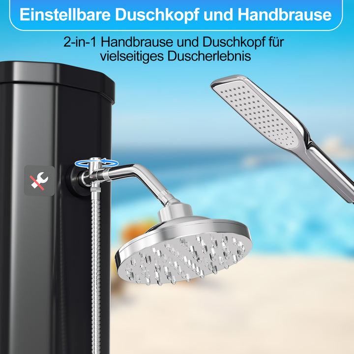 Sonnewelt Solar Shower 40L Solar Shower Garden Shower Incl. Protective Cover and Hand Shower
