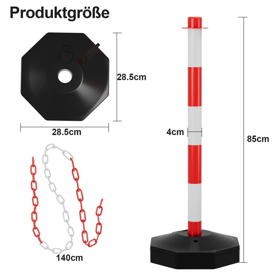 Sonnewelt 2X Absperrpfosten Kettenpfosten Kunststoff 1,4 m
