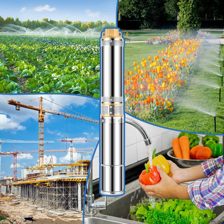 Sonnewelt Tiefbrunnenpumpe für Gartenbewässerung Edelstahl