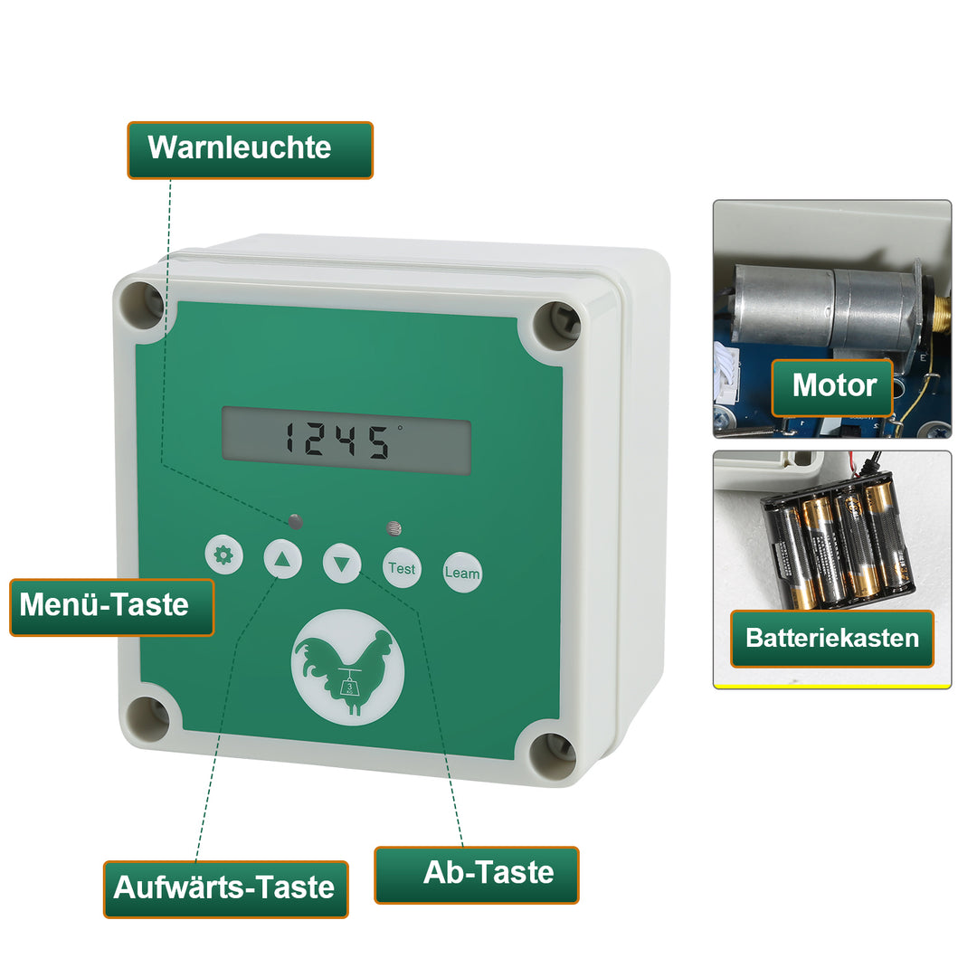 Sonnewelt Automatische Hühnertür Flüssigkristallanzeige mit Lichtsensor und Zeitsteuerung