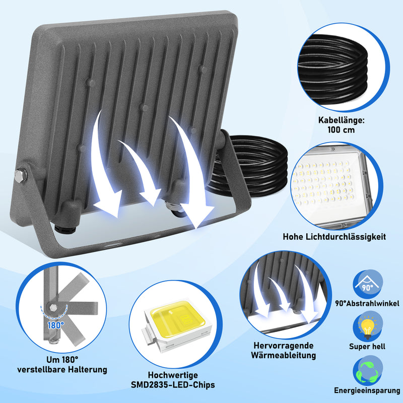 Sonnewelt LED Außenstrahler Kaltweiß IP65 50W-200W