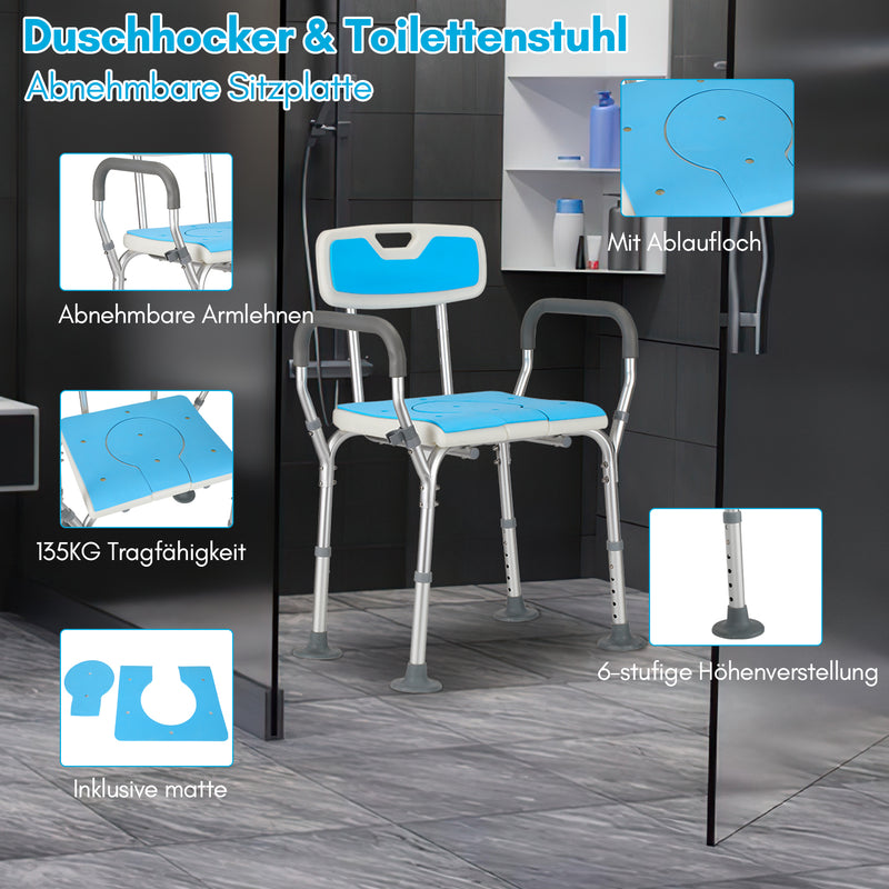 Sonnewelt Duschhocker für senioren Duschstuhl mit Rückenlehne