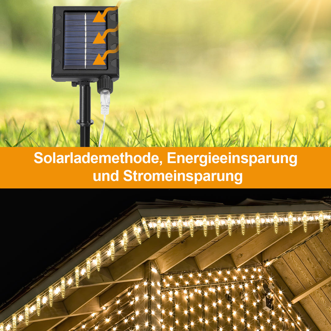 Sonnewelt Solar Icicle Fairy Lights with Remote Control 10m