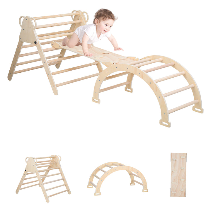 Sonnewelt Indoor 3-in-1 Climbing Frame with Arch/Slide/Triangle