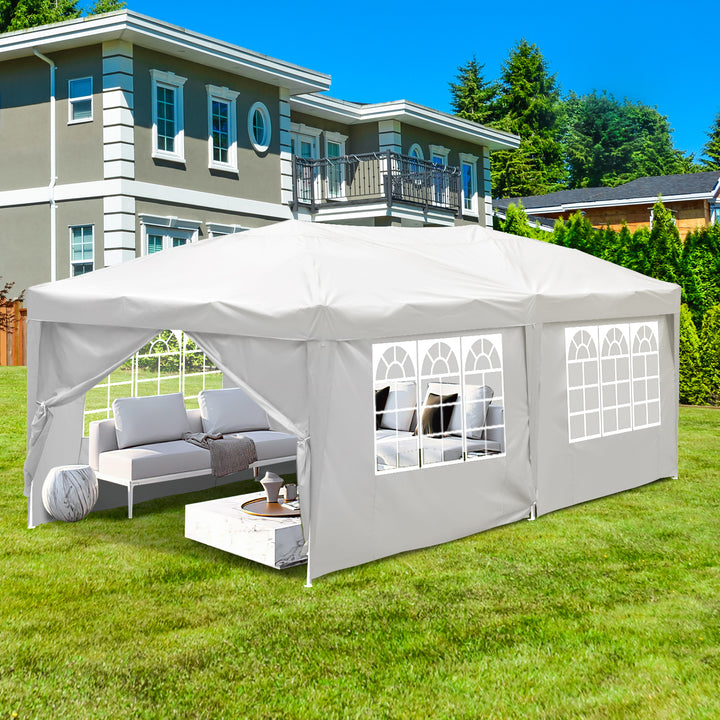 Sonnewelt Pop-Up Pavillon Gazebo mit Zentralverriegelung 3x6m mit Seiten