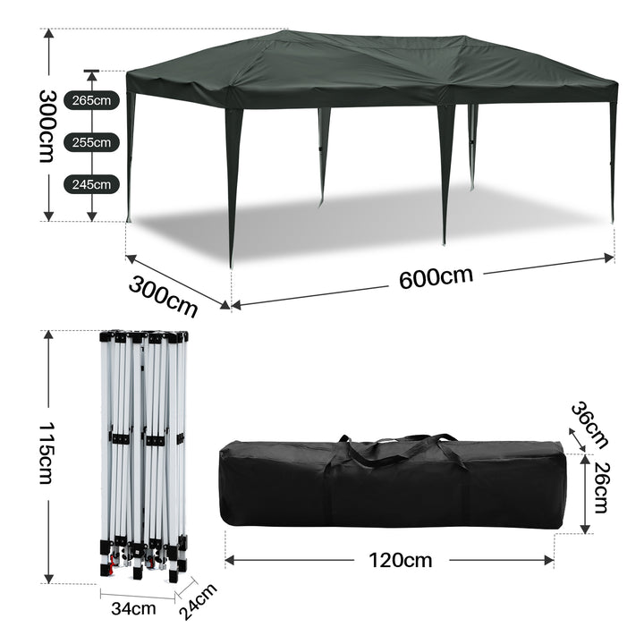 Sonnewelt Pop-Up Pavillon Gazebo mit Zentralverriegelung 3x6m