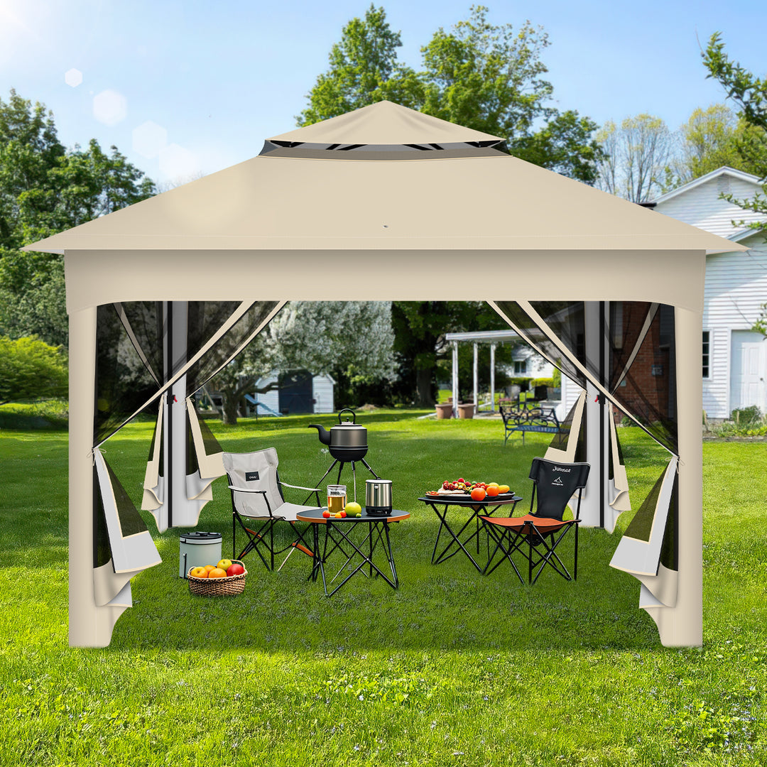 Sonnewelt Pavillon Gartenhütte Faltbares mit Doppeldach 3,3x3,3m
