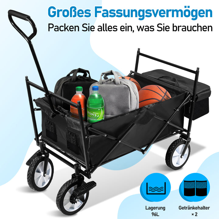 Sonnewelt Handcart Transport Cart with Roof Foldable 80kg Load Capacity