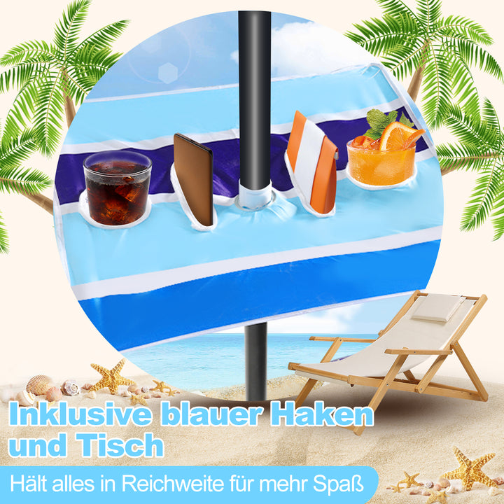 Sonnewelt Strandschirm Sonnenschirm Ø 213cm mit Tisch