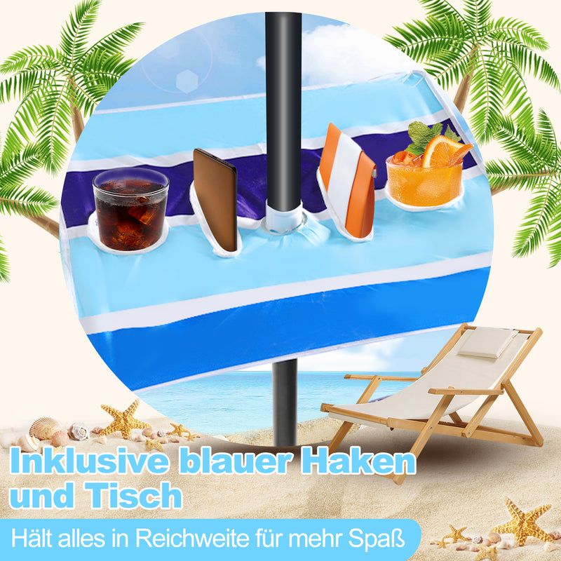 Sonnewelt Strandschirm Sonnenschirm Ø 213cm mit Tisch