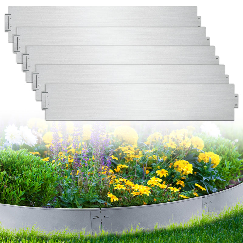 Sonnewelt Rasenkante Metall Beetumrandung 15cm/18cm Silber