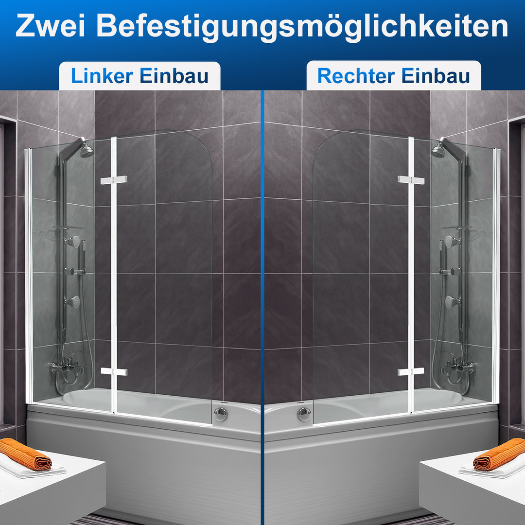 Sonnewelt shower wall for bathtub Foldable glass shower partition