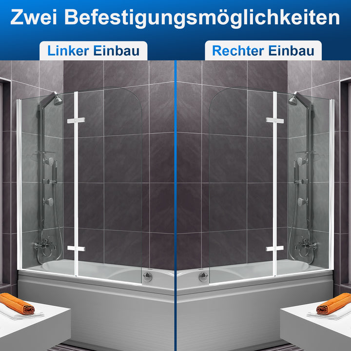 Sonnewelt shower wall for bathtub Foldable glass shower partition