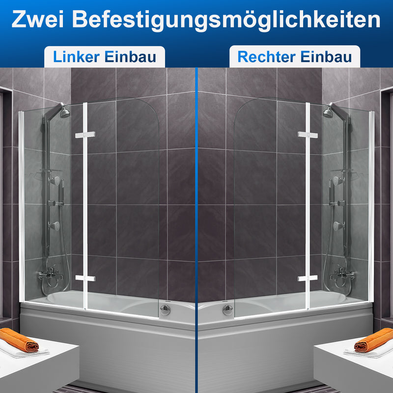 Sonnewelt Duschwand für badewanne Faltbare Glas Duschtrennwand