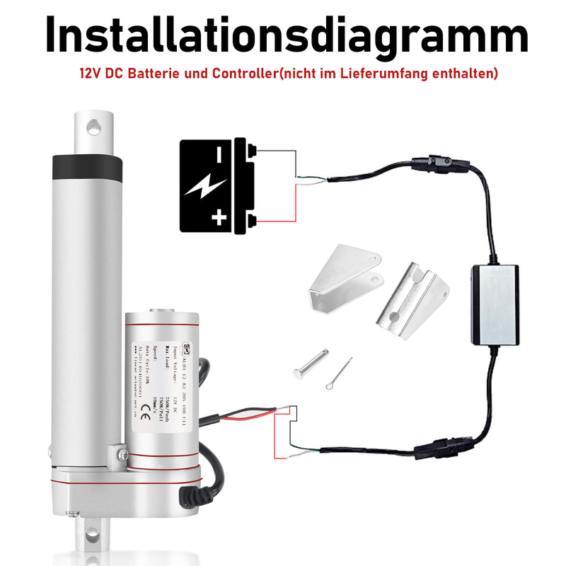 Sonnewelt 1500N Linear Actuator Linearmotor Elektrozylinder 50-400mm