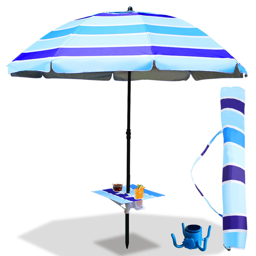 Sonnewelt Strandschirm Sonnenschirm Ø 213cm mit Tisch