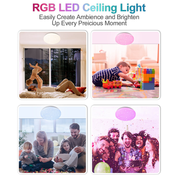 Sonnewelt 24W LED Deckenleuchte RGB mit Sternenhimmel-Effekt