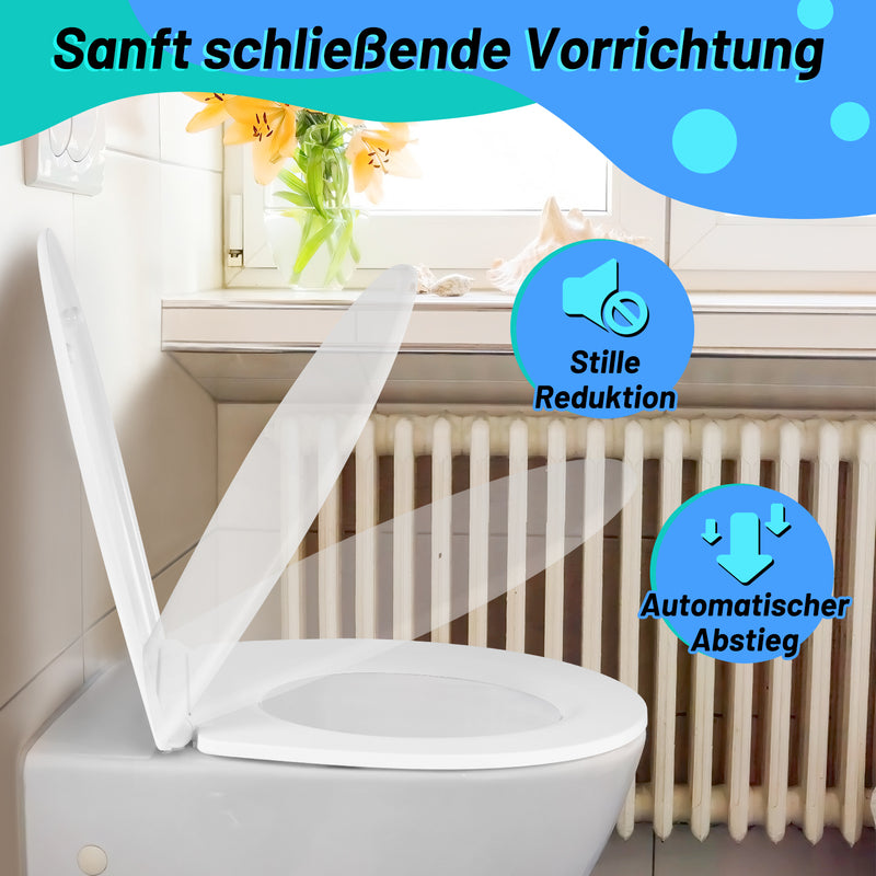 Sonnewelt Toilettendeckel WC Sitz mit Absenkautomatik O-Form