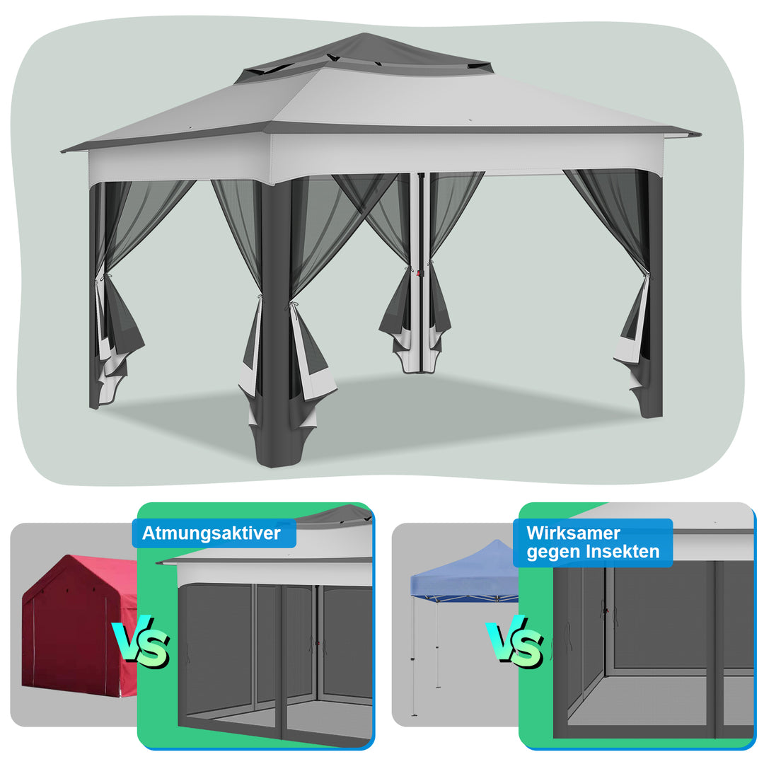 Sonnewelt Pavillon Gartenhütte Faltbares mit Doppeldach 3,3x3,3m