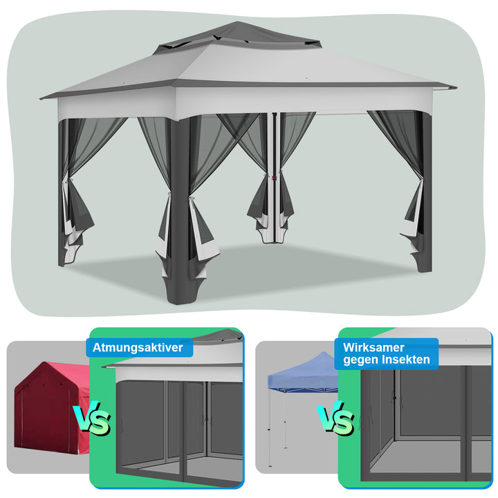 Sonnewelt Pavillon Gartenhütte Faltbares mit Doppeldach 3,3x3,3m