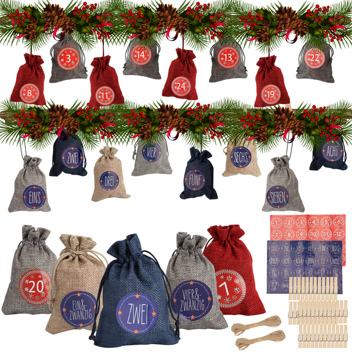 Sonnewelt Advent calendar DIY jute bags 24 pieces