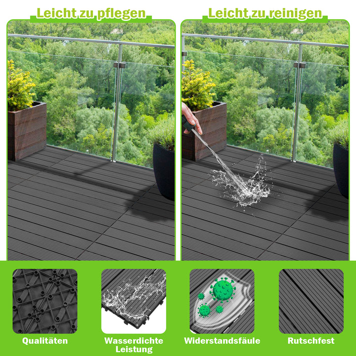 Sonnewelt WPC Terrassenfliesen 30x60cm 6er Set in Holzoptik