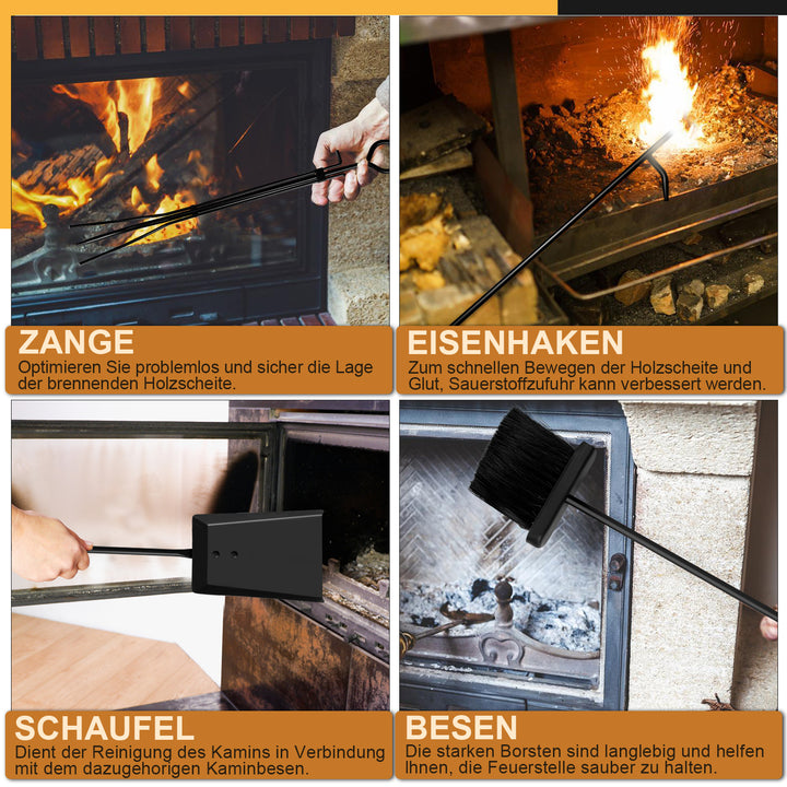 Sonnewelt Kaminofenregal mit 4 Kaminwerkzeug