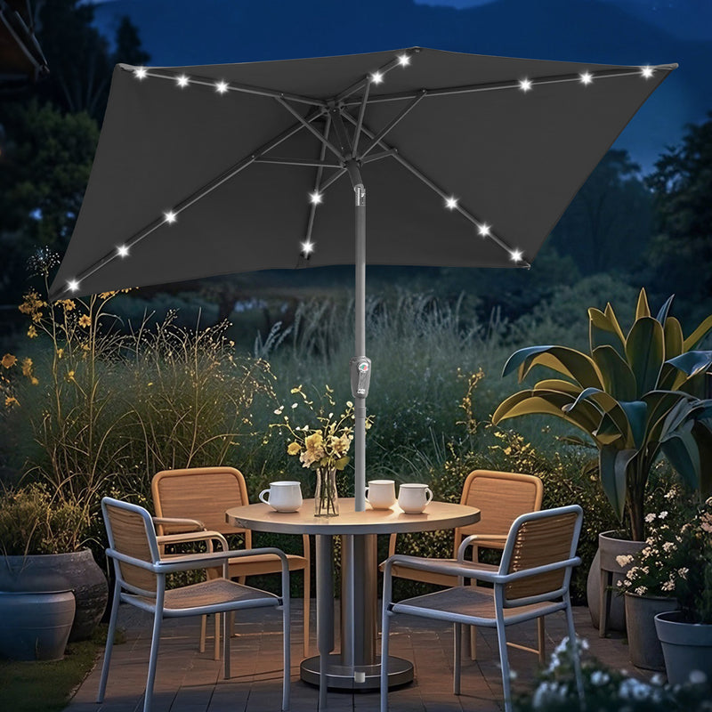 Sonnewelt Sonnenschirm 210x140 / 300x200cm Rechteckig mit LED Solar