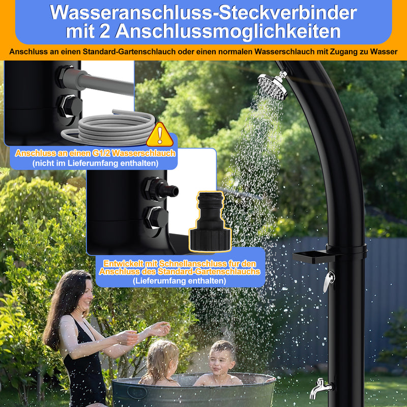 Sonnewelt 35L Solardusche Curve mit Regenduschkopf und Schutzhaube