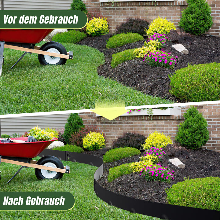 Sonnewelt Rasenkante Metall Beetumrandung mit Dornen 15cm/18cm Schwarz
