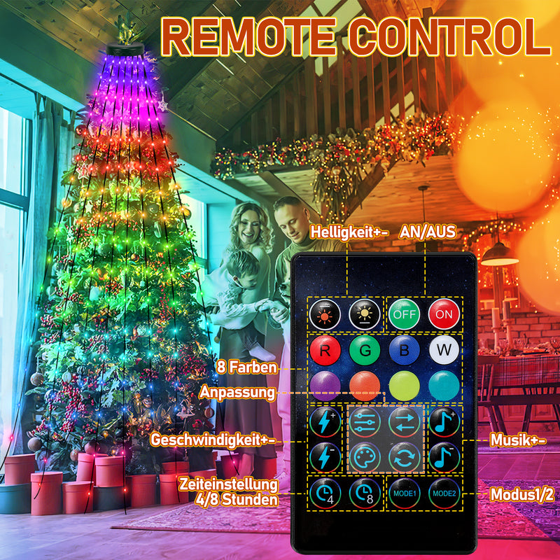 Sonnewelt Christbaumbeleuchtung mit APP-Kontrolle 160 LEDs IP67