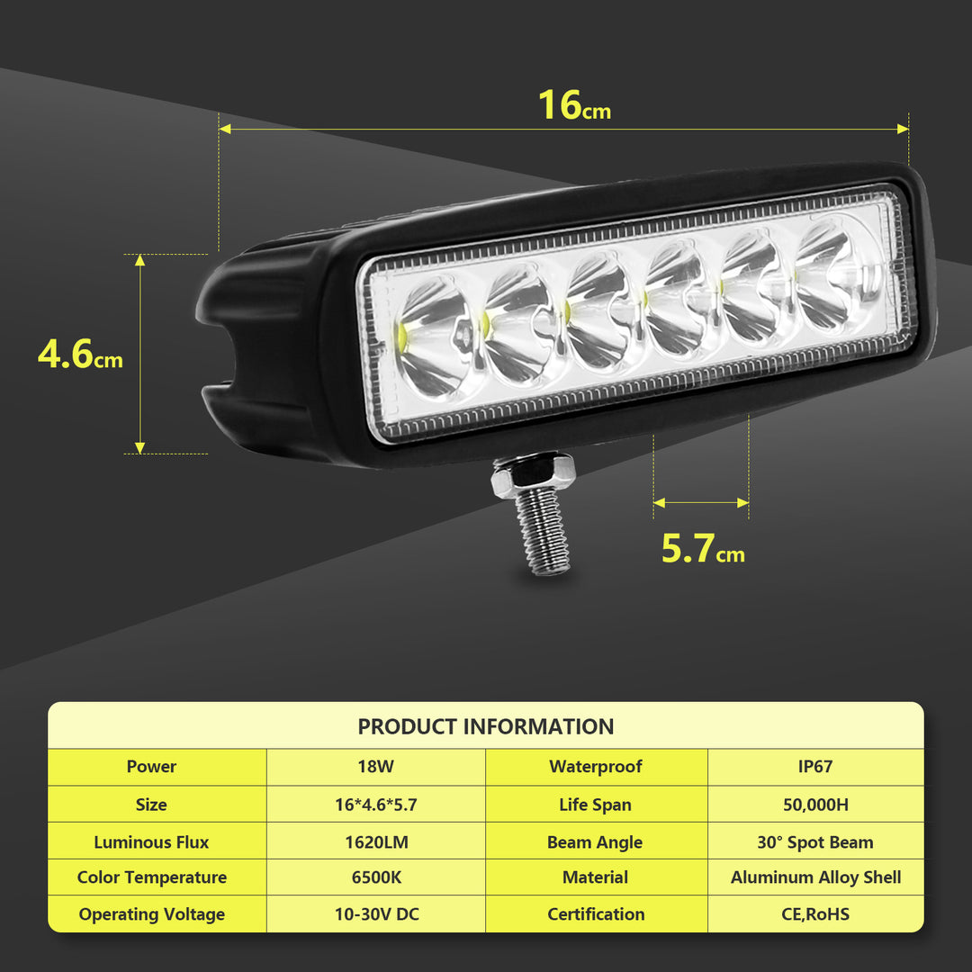 Sonnewelt LED Arbeitsscheinwerfer 18W IP67 6500K