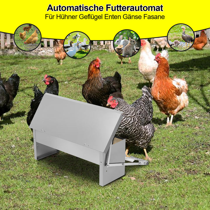Sonnewelt Futterautomat für hühner Fußpedal selbstöffnender 5kg