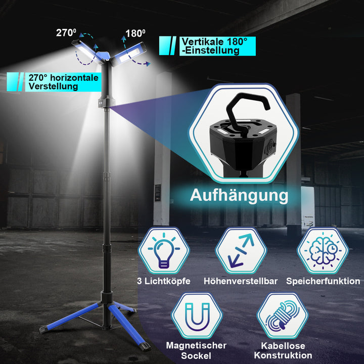 Sonnewelt Baustrahler LED mit Stativ Kabellose