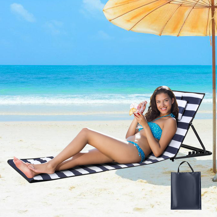 Sonnewelt Strandliegen Tragbar Strandmatte mit Einstellbar Höhe 158cm