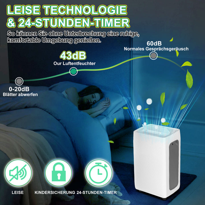Sonnewelt dehumidifier 26L with timer function, laundry drying function, defrost function
