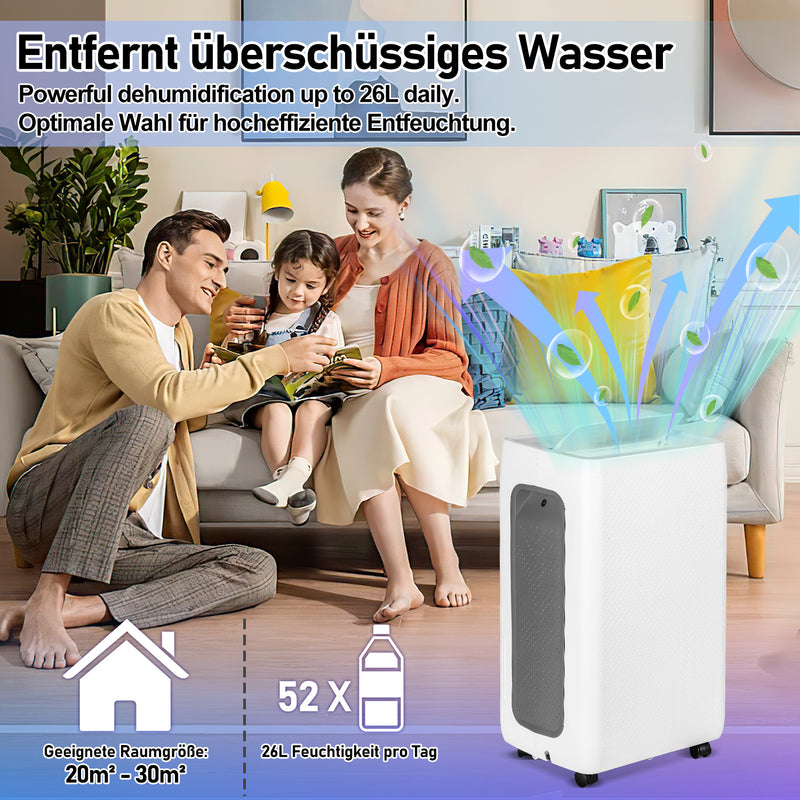 Sonnewelt Luftentfeuchter 26L mit Timerfunktion, Wäschetrockungsfunktion, Abtaufunktion