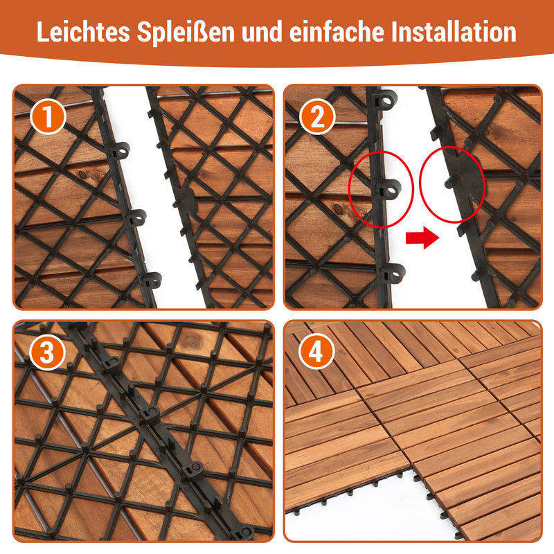 Sonnewelt Holzfliesen 30x30cm 6 Latten Fliese (11 Stück)