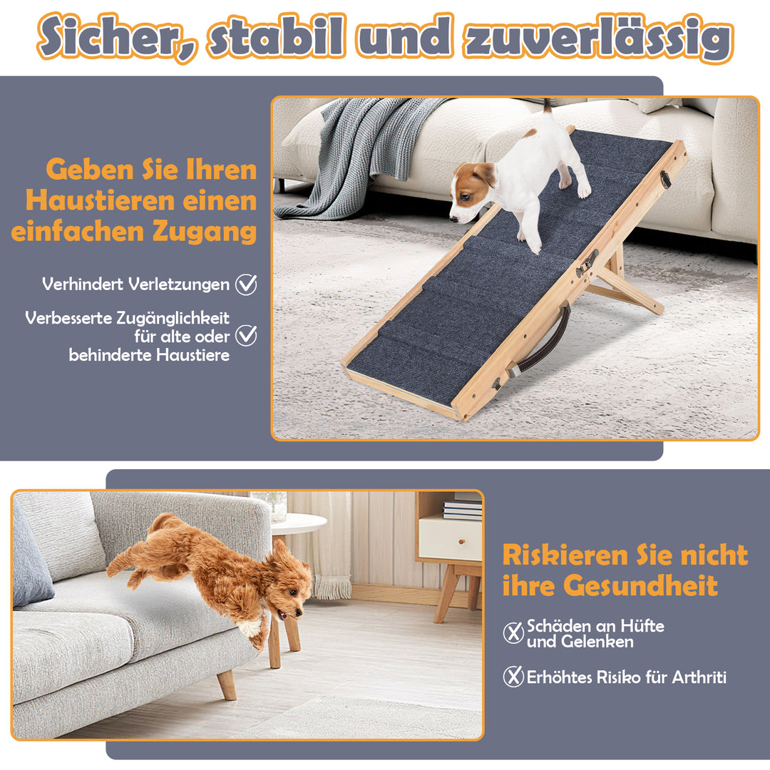 Sonnewelt Faltbare Hunderampe aus Holz Haustierrampe 4 Stufen