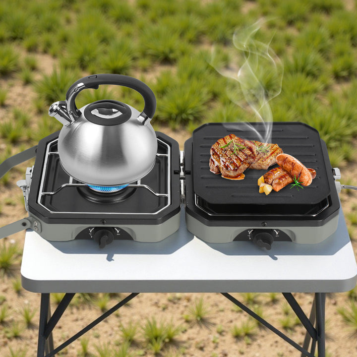 Sonnewelt Campingkocher 2-in-1 Gascampingherd Faltbarer